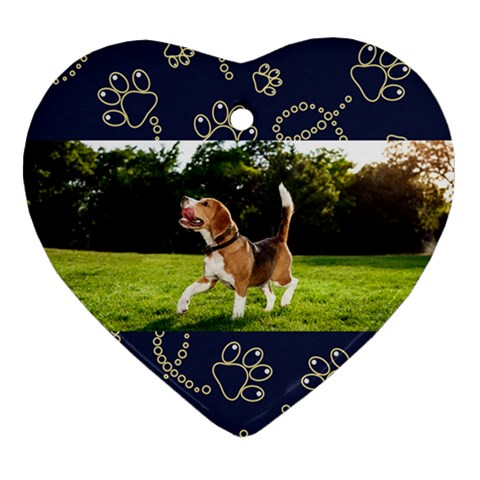 Personalized Pet Foot Photo Name Heart Ornament (two Sides) By Katy Back