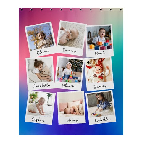 Personalized 9 Polaroid Photo Name Any Text Shower Curtain By Joe 60 x72  Curtain