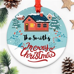 Personalized Christmas Family Name Any Text Photo Round Ornament