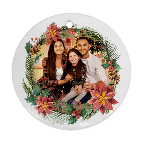 Personalized Christmas Family Name Any Text Photo Round Ornament By Joe Back