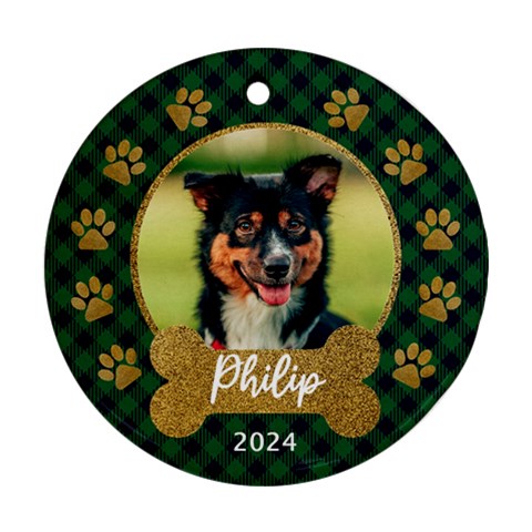 Personalized Christmas Pet Name Any Text Photo Round Ornament By Joe Front