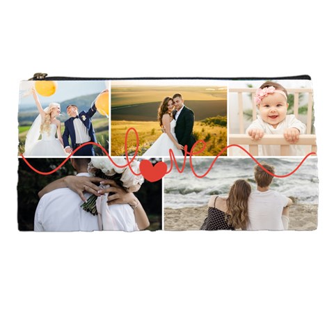 Personalized Love Line Collage Photo Pencil Case By Katy Front