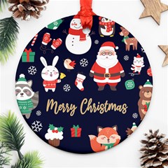 Personalized Christmas Illustration Name Any Text Photo Round Ornament