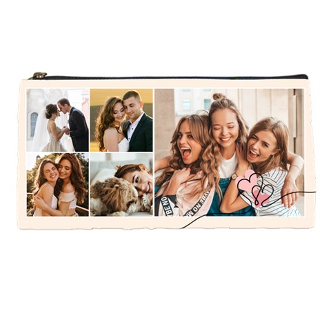 Personalized Heart Collage Photo Pencil Case By Katy Front