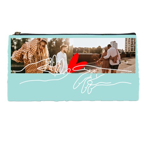 Personalized Finger Heart Collage Photo Pencil Case By Katy Front