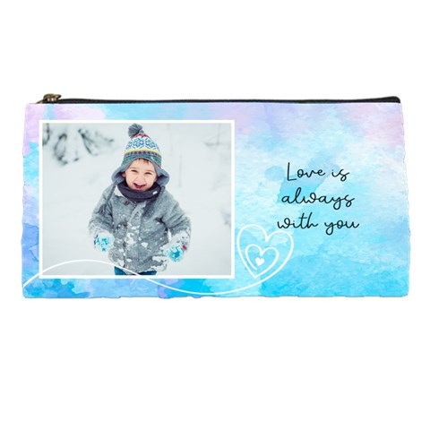 Personalized Heart Line Photo Pencil Case By Katy Front