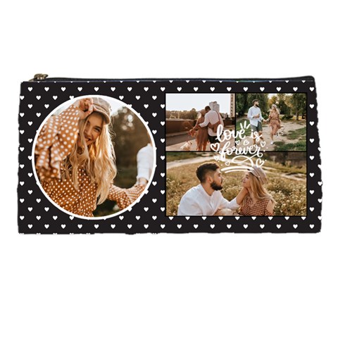 Personalized Dot Pattern Collage Photo Pencil Case By Katy Front