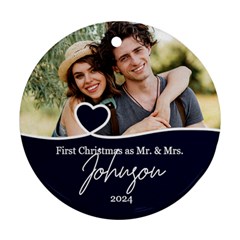 Personalized Christmas Anniversary Photo Name Any Text Round Ornament - Round Ornament (Two Sides)