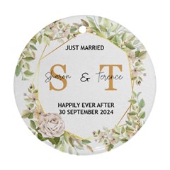 Personalized Just Married Initial Name Any Text Photo Round Ornament - Round Ornament (Two Sides)