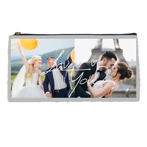 Personalized Love Text Collage Photo Pencil Case By Katy Front