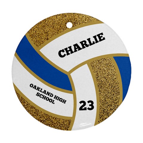 Personalized Volleyball School Number Name Any Text Photo Round Ornament By Joe Front