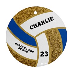 Personalized Volleyball School Number Name Any Text Photo Round Ornament - Round Ornament (Two Sides)