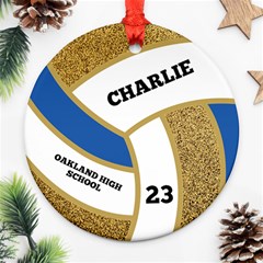 Personalized Volleyball School Number Name Any Text Photo Round Ornament