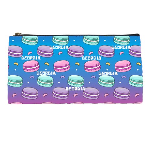 Personalized Macaron Pattern Name Pencil Case By Katy Front