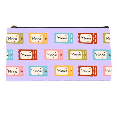 Personalized Tickers Pattern Name Pencil Case By Katy Front