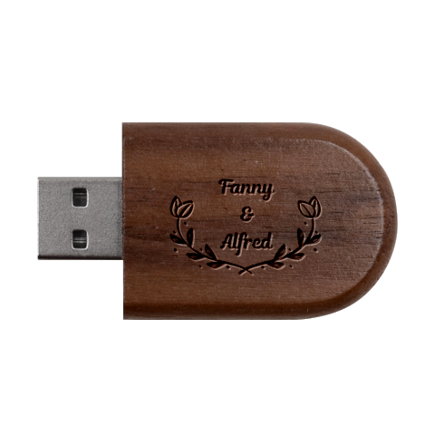 Personalized Leaf Frame Name Wood Oval Usb Flash Drive By Katy USB