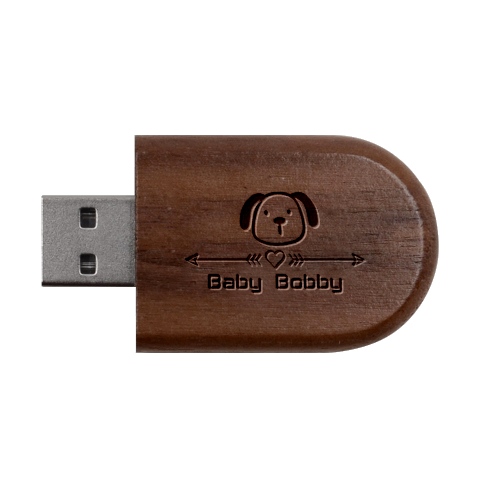 Personalized Pet Name Wood Oval Usb Flash Drive By Katy USB