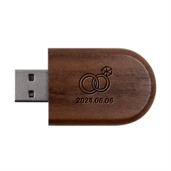 Personalized Wedding Rings Name Wood Oval USB Flash Drive