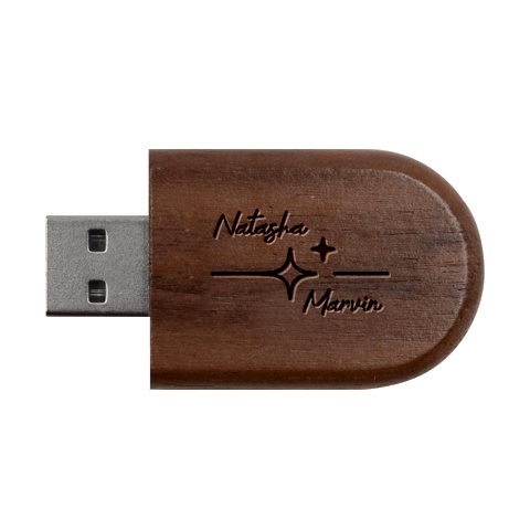 Personalized Shine Star Name Wood Oval Usb Flash Drive By Katy USB