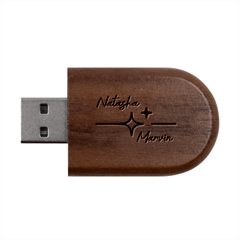 Personalized Shine Star Name Wood Oval USB Flash Drive