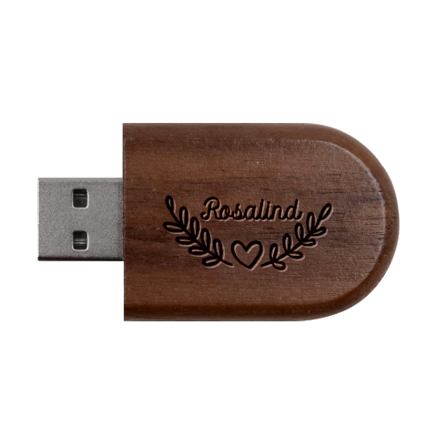 Personalized Heart Leaf Name Wood Oval Usb Flash Drive By Katy USB