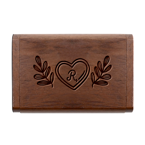 Personalized Heart Leaf Name Wood Oval Usb Flash Drive By Katy Box