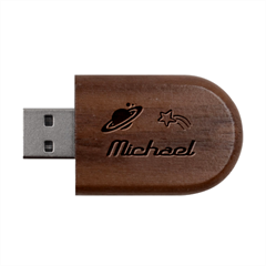 Personalized Planet Name Wood Oval USB Flash Drive