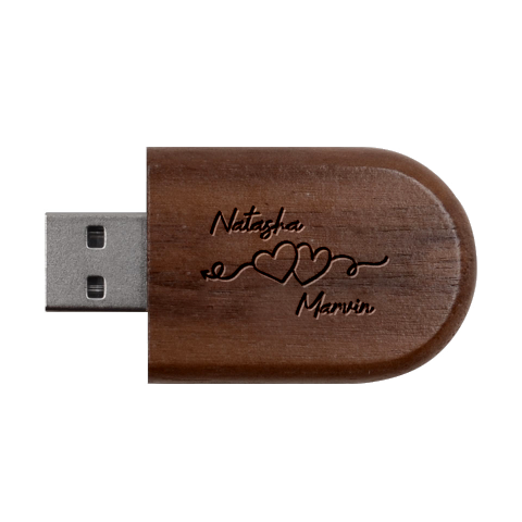 Personalized Love Line Name Wood Oval Usb Flash Drive By Katy USB