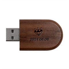 Personalized Diamond Name Wood Oval USB Flash Drive