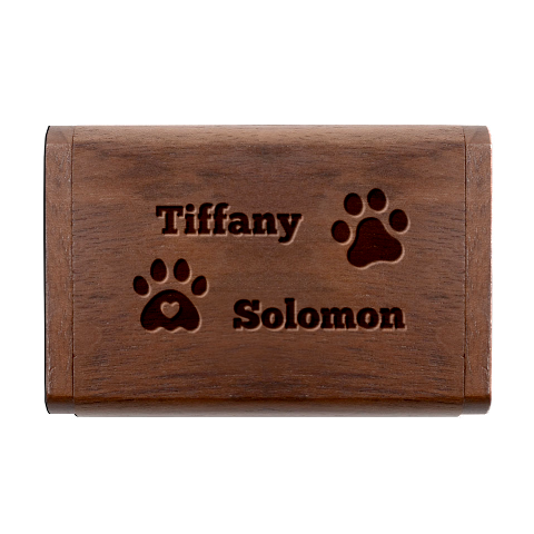 Personalized Pet Foot Name Wood Oval Usb Flash Drive By Katy Box