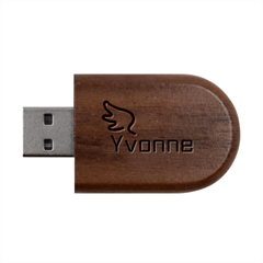 Personalized Angel Wings Name Wood Oval USB Flash Drive