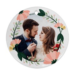 Personalized Our First Christmas Married Photo Name Any Text Round Ornament - Round Ornament (Two Sides)