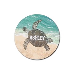 Personalized Turtle Name Rubber Coaster (Round)