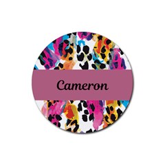 Personalized Leopard print Name Rubber Coaster (Round)