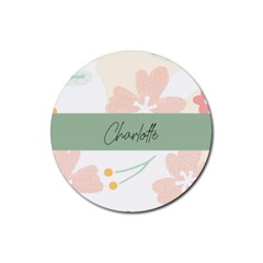 Personalized Dot Flower Name Rubber Coaster (Round)