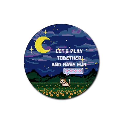 Personalized Pixel Game Name Rubber Coaster (round) By Katy Front