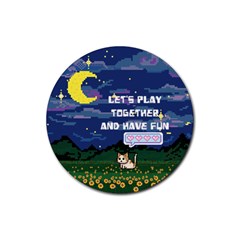Personalized Pixel Game Name Rubber Coaster (Round)