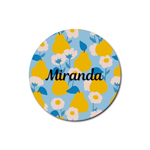 Personalized Fruits Name Rubber Coaster (round) By Katy Front