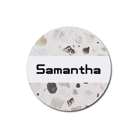 Personalized Stone Pattern Name Rubber Coaster (round) By Katy Front