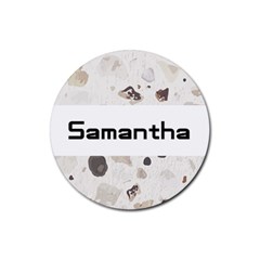 Personalized Stone Pattern Name Rubber Coaster (Round)