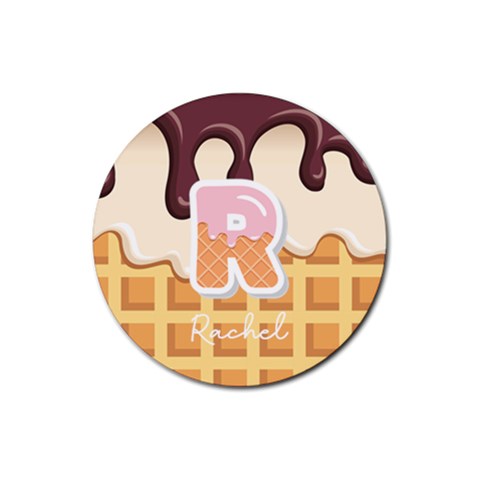 Personalized Ice Cream Name Rubber Coaster (round) By Katy Front