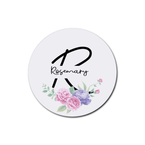 Personalized Flower Name Rubber Coaster (round) By Katy Front