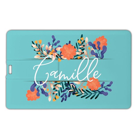 Personalized Floral Name Any Text Name Card Style Usb Flash Drive By Joe Front