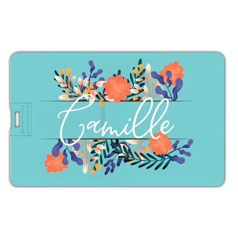 Personalized Floral Name Any Text Name Card Style Usb Flash Drive By Joe Back