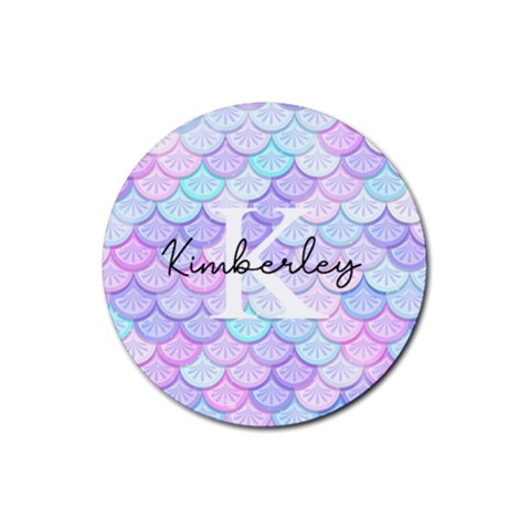 Personalized Mermaid Name Rubber Coaster (round) By Katy Front