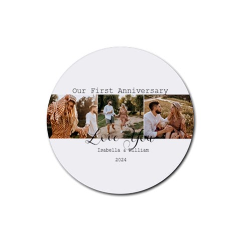 Personalized 3pics With Text Photo Rubber Coaster (round) By Katy Front