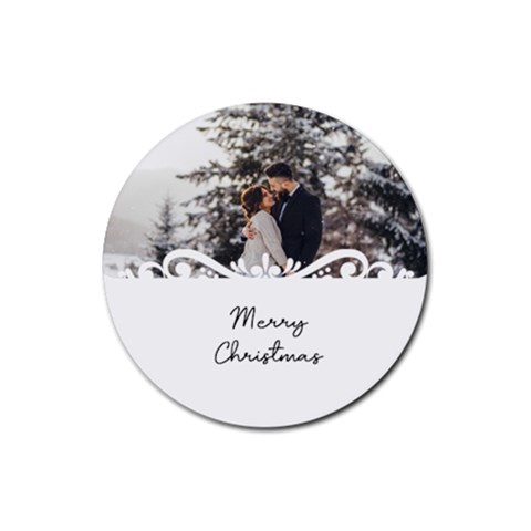 Personalized White Frame Photo Rubber Coaster (round) By Katy Front