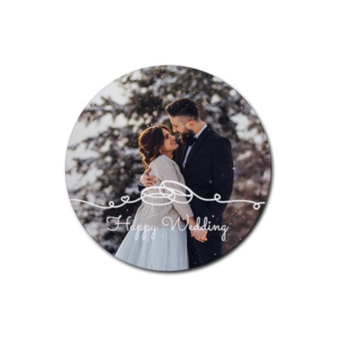 Personalized Rings Line Art Photo Rubber Coaster (round) By Katy Front