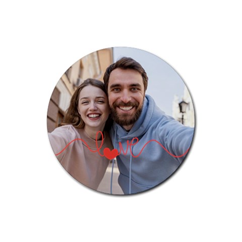 Personalized Love Line Photo Rubber Coaster (round) By Katy Front