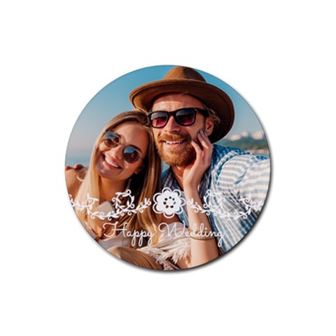 Personalized Flower Deco Photo Rubber Coaster (round) By Katy Front